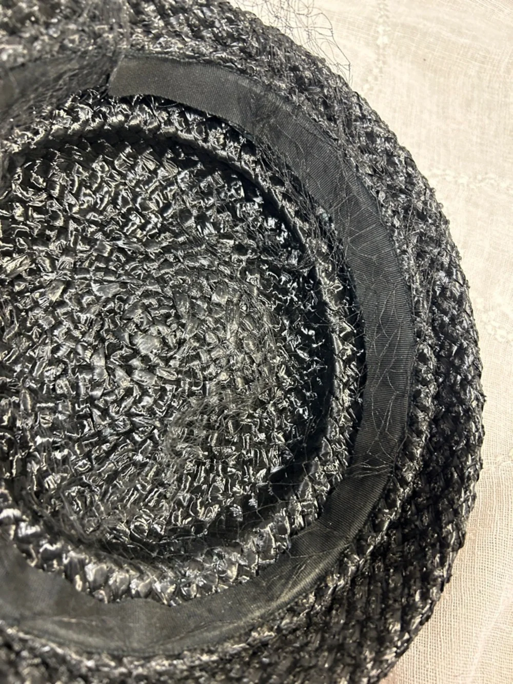 Vintage woven straw like headpiece halo piece - Picture 6 of 8